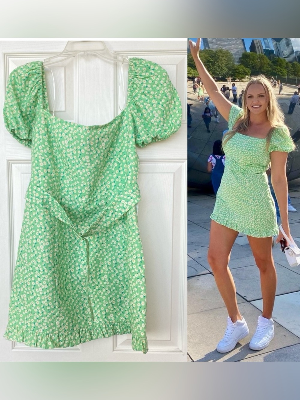 Zara green floral dress